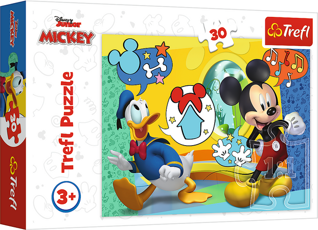 Puzzle 30 dílků Mickey Mouse a veselý domeček