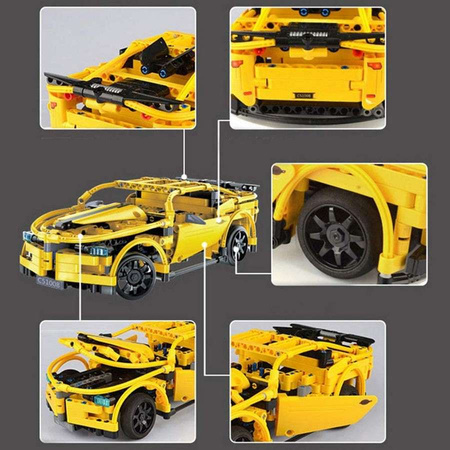 Stavební kostky CaDA Hi-Tech Závodní auto na dálkové ovládání Žluté sportovní auto 30 cm Sportovní auto 419 kusů RC