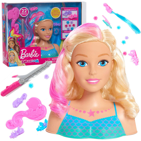 Kadeřník Mořská panna Hlava a styling panenky Barbie Dreamtopia + příslušenství