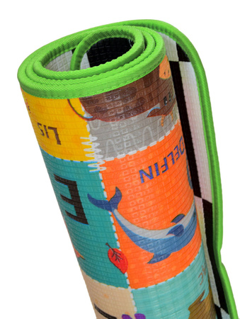 Humbi Piankowa dwustronna mata edukacyjna Szachownica 3w1 Polski Alfabet Cyfry Obrazki Kontrastowe czarno-biała 100 x 150 x 1 cm