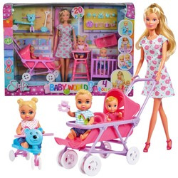 Sada do dětského pokoje Steffi Panenka Love s rodinným kočárkem a boby + příslušenství