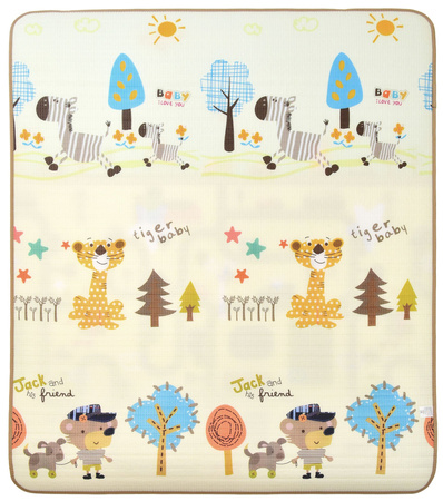 Humbi oboustranná výuková pěnová podložka Ulice Zvířata 180 x 120 x 1 cm pastelová