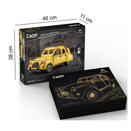 CaDA Stavební kostky žluté Citroen 2CV Town Car 1238 kusů