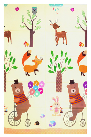 Humbi Oboustranná skládací výuková podložka z pěnového XPE 120x180x1cm Žirafy, Miarka, Medvídci, Lišky, Sárinky