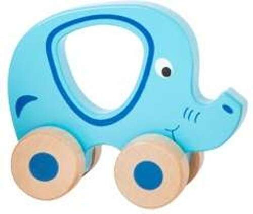 Malý dřevěný slon na kolečkách