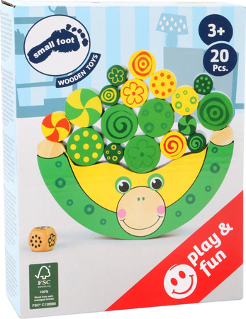 Dřevěná dětská balanční hračka žába na malé nožce