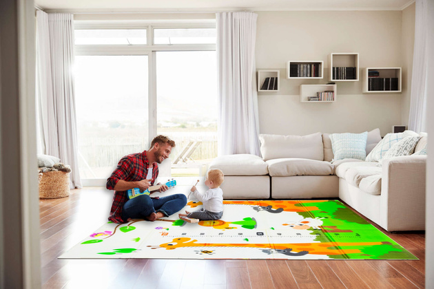 Humbi Oboustranná skládací výuková podložka z pěnového XPE 120x180x1cm Žirafy, Miarka, Medvídci, Lišky, Sárinky