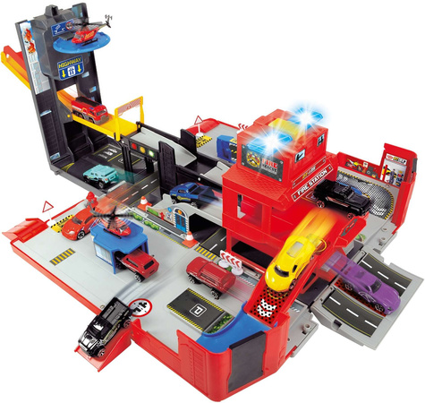 Skládací hasičská souprava Transportér s parkovacími + záchrannými vozidly Světlo Zvuk