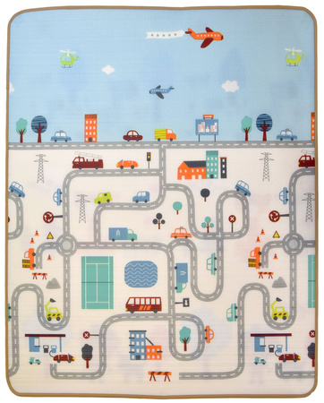 Humbi oboustranná výuková pěnová podložka Ulice Zvířata 180 x 120 x 1 cm pastelová