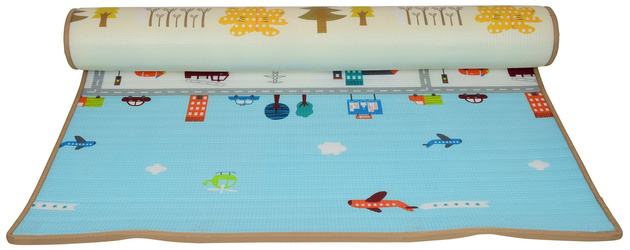 Humbi oboustranná výuková pěnová podložka Ulice Zvířata 180 x 150 x 2 cm pastelově silná velká