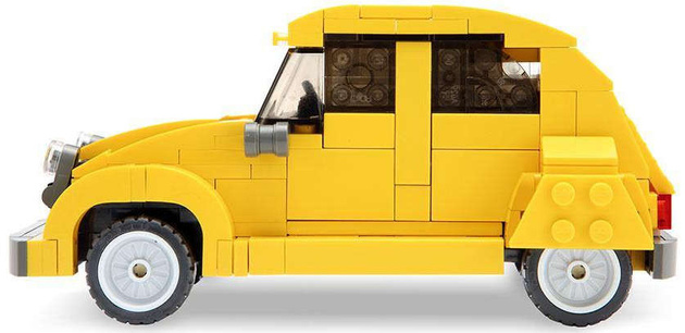 CaDA Stavební kostky Městské auto Žluté auto Citroen 2CV 298 dílků