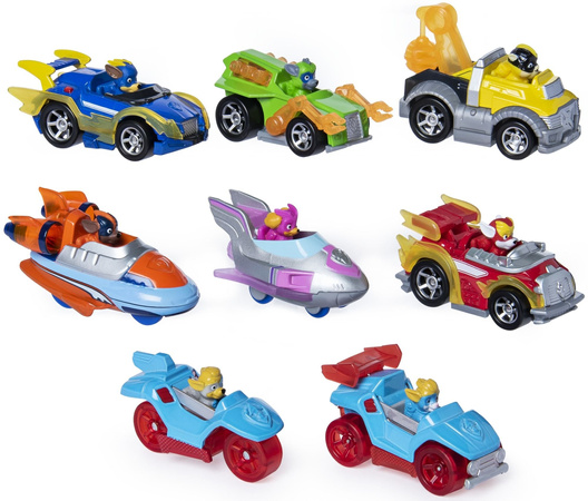 Paw Patrol Mighty Pups True Metal sada 8 kovových odlitků vozidel