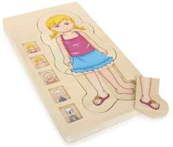 Dřevěné vrstvení puzzle anatomie těla dívka