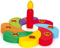 Malý nožní dřevěný narozeninový dort - květina