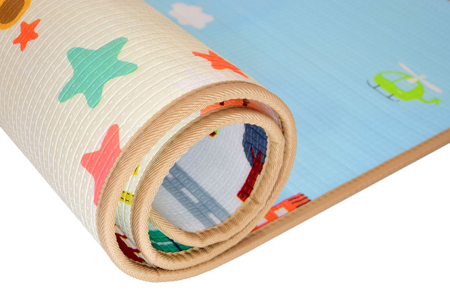 Humbi oboustranná výuková pěnová podložka Ulice Zvířata 180 x 120 x 1 cm pastelová