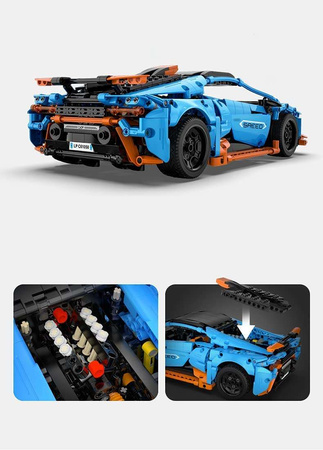 CaDA Modré stavební kostky Speed Cowboy Racing Car 1120 dílků