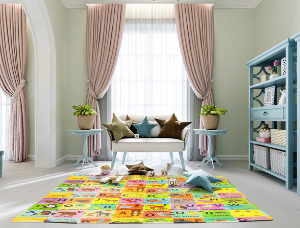 Humbi oboustranná výuková pěnová podložka s německou abecedou EPE 180x150x1 cm